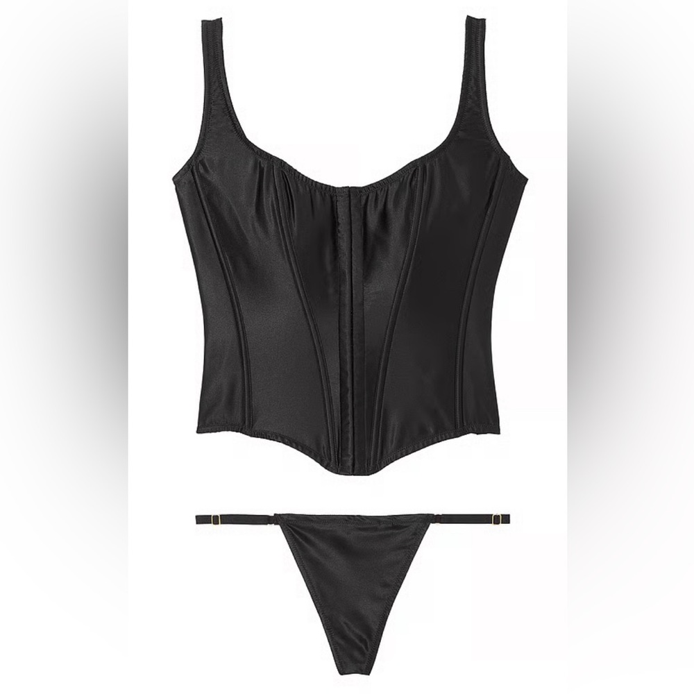 Victoria’s Secret VERY SEXY
Classic Silk Corset Set, Black, Brand New
